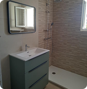 douche miroire salle de bain