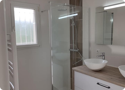 douche paroi double vasque